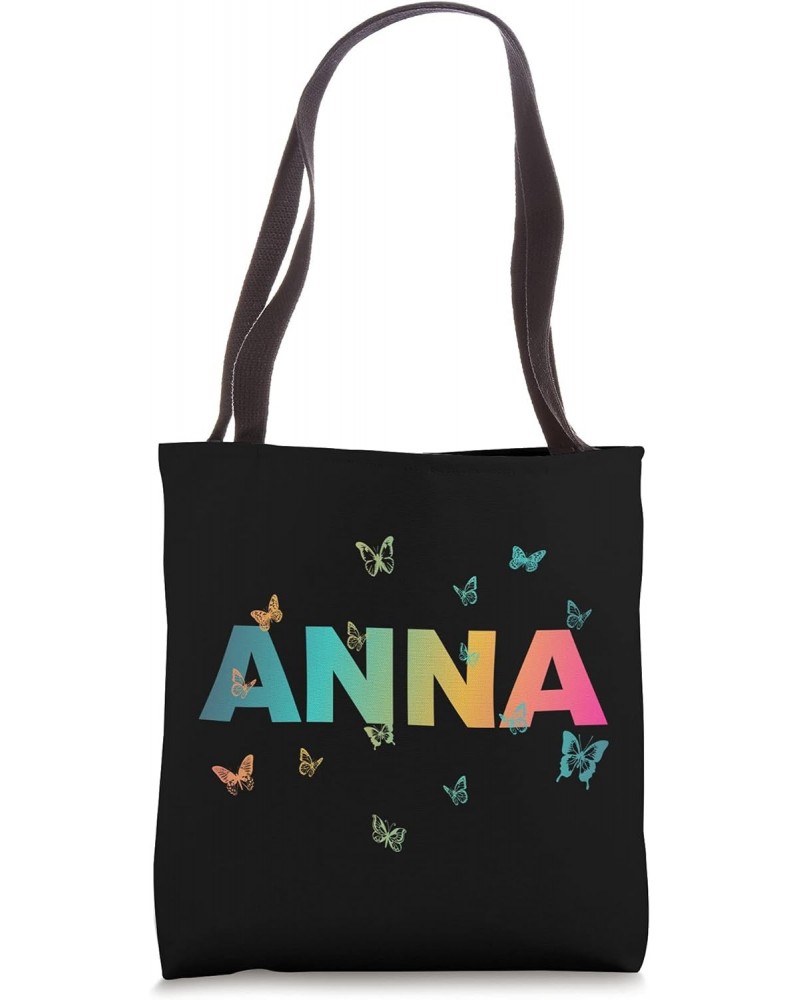 Anna - Beautiful Name with Butterlfies Tote Bag $15.55 Totes