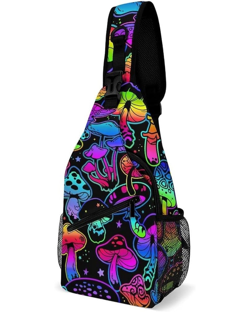 Sling Bag Crossbody Backpack for Women Men, Stylish Hiking Shoulder Bag Tropical Floral Flowers Purple Suagr Skulls Travel Sp...