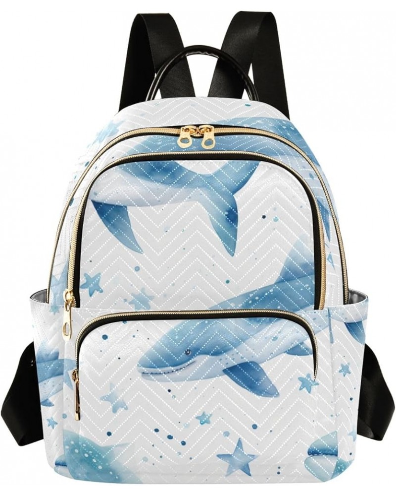 Mini Backpack Purse for Women, Blue Whales Star Travel Bag Casual Daypack Shoulder Bag Medium $16.00 Backpacks