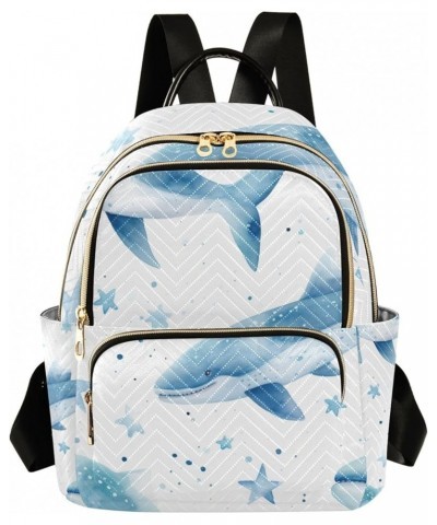 Mini Backpack Purse for Women, Blue Whales Star Travel Bag Casual Daypack Shoulder Bag Medium $16.00 Backpacks