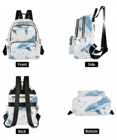 Mini Backpack Purse for Women, Blue Whales Star Travel Bag Casual Daypack Shoulder Bag Medium $16.00 Backpacks