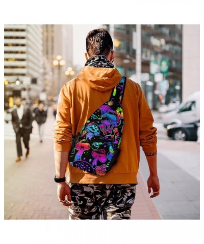 Sling Bag Crossbody Backpack for Women Men, Stylish Hiking Shoulder Bag Tropical Floral Flowers Purple Suagr Skulls Travel Sp...