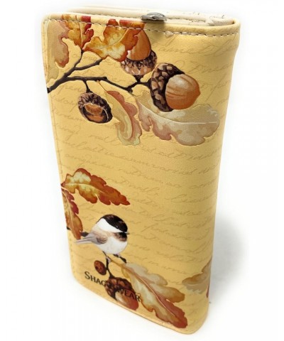 Acorn and Chickadee Large Wallet for Women Faux Vegan Leather 7" Beige $18.19 Wallets