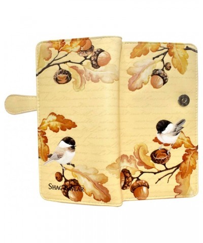 Acorn and Chickadee Large Wallet for Women Faux Vegan Leather 7" Beige $18.19 Wallets