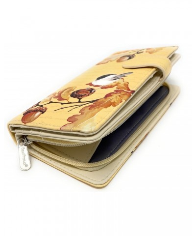 Acorn and Chickadee Large Wallet for Women Faux Vegan Leather 7" Beige $18.19 Wallets