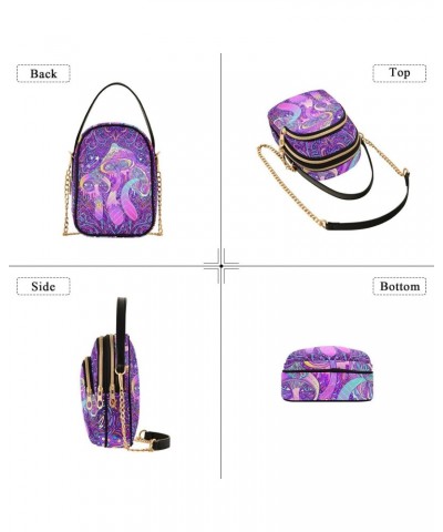 Magic Mushrooms Quilted Crossbody Bag for Women, Small Cell Phone Bag Shoulder Handbags Purse with Leather Strap $12.74 Cross...