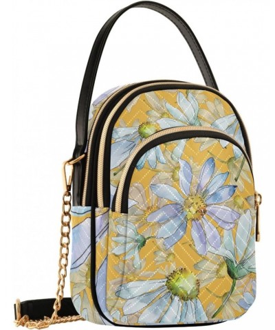 Small Crossbody Bags for Women Trendy White Daisies Flower Yellow Travel Sling Bag Women's Crossbody Handbags Satchel Bags $1...