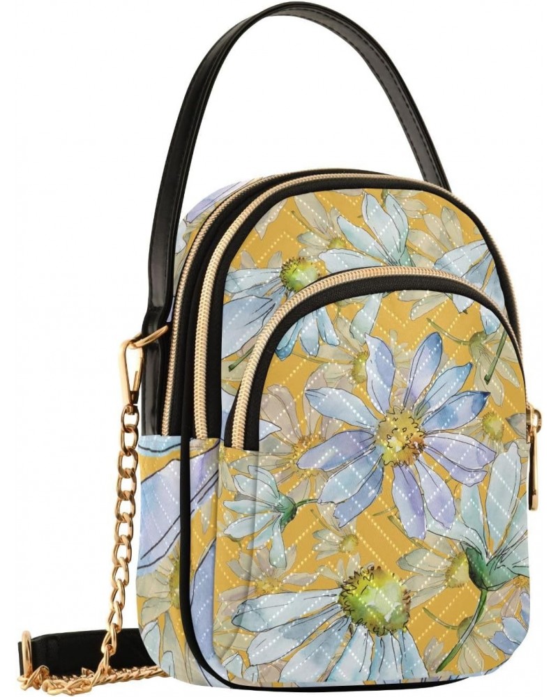 Small Crossbody Bags for Women Trendy White Daisies Flower Yellow Travel Sling Bag Women's Crossbody Handbags Satchel Bags $1...