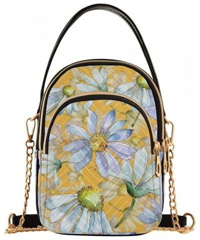 Small Crossbody Bags for Women Trendy White Daisies Flower Yellow Travel Sling Bag Women's Crossbody Handbags Satchel Bags $1...