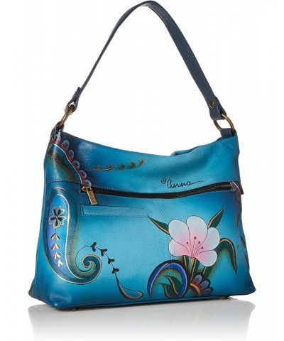 Hand Painted Leather Women's Large Shoulder HOBO, Denim Paisley Floral $60.65 Hobo Bags