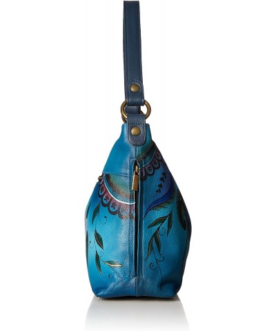 Hand Painted Leather Women's Large Shoulder HOBO, Denim Paisley Floral $60.65 Hobo Bags