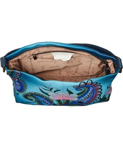 Hand Painted Leather Women's Large Shoulder HOBO, Denim Paisley Floral $60.65 Hobo Bags