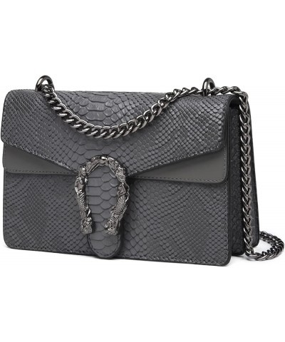 Crossbody Bags for Women - Snake Printed Clutch Purses Leather Chain Shoulder Bags Evening Handbags Gray $14.49 Satchels