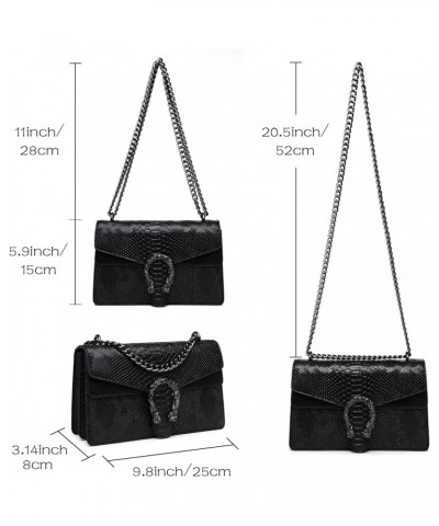 Crossbody Bags for Women - Snake Printed Clutch Purses Leather Chain Shoulder Bags Evening Handbags Gray $14.49 Satchels