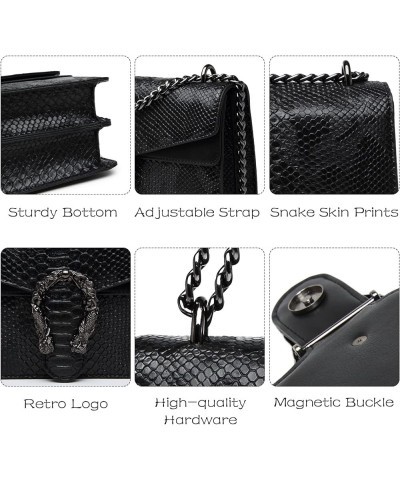 Crossbody Bags for Women - Snake Printed Clutch Purses Leather Chain Shoulder Bags Evening Handbags Gray $14.49 Satchels