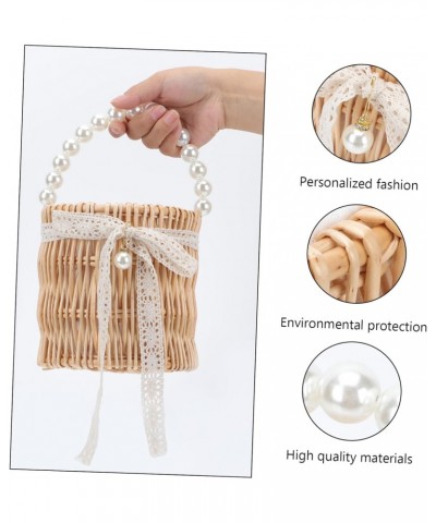 1pc Pearl Bag Lace Wedding Basket Crossbody Bags for Women Trendy Evening Bucket Bag Fresh Style Bag Ladies Braided Handbag S...