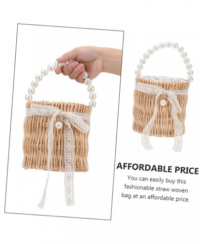 1pc Pearl Bag Lace Wedding Basket Crossbody Bags for Women Trendy Evening Bucket Bag Fresh Style Bag Ladies Braided Handbag S...