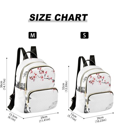 Backpack Purse for Women Ink Mountain Landscape, Mini Fashion Backpack Flower Branch Lightweight Casual Daypack Shoulder Bag ...