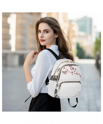 Backpack Purse for Women Ink Mountain Landscape, Mini Fashion Backpack Flower Branch Lightweight Casual Daypack Shoulder Bag ...