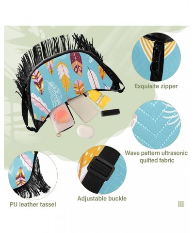 Boho Animal Feathers Fringe Bag for Women Cross Body Bag Tassel Shoulder Bag Satchel $15.38 Shoulder Bags