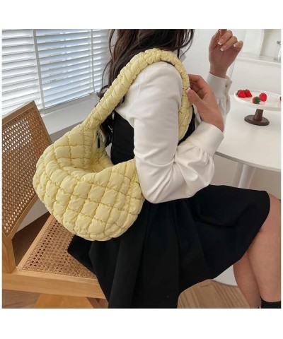 Puffer Tote Bag for Women Quilted Puffy Hobo Bag Lightweight Down Cotton Padded Shoulder Bag Trendy Padding Handbag Yellow $1...