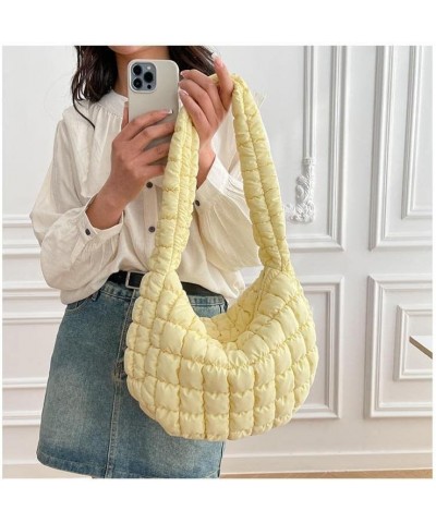 Puffer Tote Bag for Women Quilted Puffy Hobo Bag Lightweight Down Cotton Padded Shoulder Bag Trendy Padding Handbag Yellow $1...