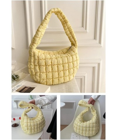 Puffer Tote Bag for Women Quilted Puffy Hobo Bag Lightweight Down Cotton Padded Shoulder Bag Trendy Padding Handbag Yellow $1...