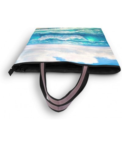 My Daily Women Tote Shoulder Bag Sea And Wave With Blue Sky Painting Handbag Medium $13.76 Shoulder Bags