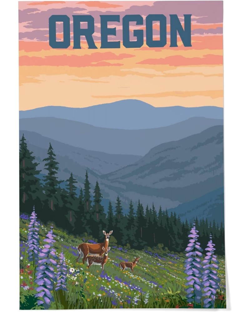 24x36 Inch Giclee Print, Oregon, Deer and Spring Flowers $26.99 Totes