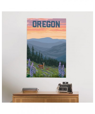 24x36 Inch Giclee Print, Oregon, Deer and Spring Flowers $26.99 Totes