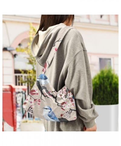 Bird Cherry Furry Tote Bag for Women Crossbody Bag Shoulder Hobo Bags Going Out Purse with Zipper for Men $10.08 Totes