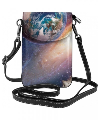 Space Planet Galaxy Earth Mars Cell Phone Purse Multi-Purpose Leather Shoulder Bag For Women $21.83 Shoulder Bags