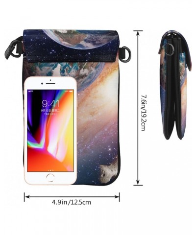 Space Planet Galaxy Earth Mars Cell Phone Purse Multi-Purpose Leather Shoulder Bag For Women $21.83 Shoulder Bags