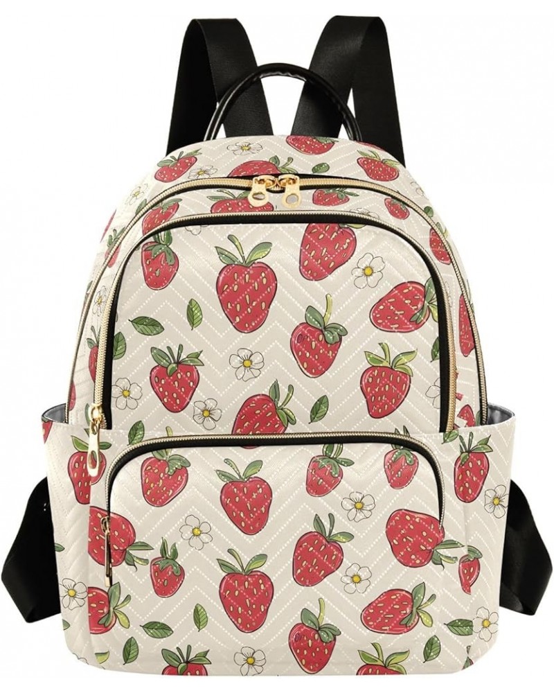 Cute Strawberry Print Fashion Backpack Purse for Women, Casual Daypacks, Ladies Gift for Traveling Hiking Multicolor Small $2...