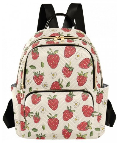 Cute Strawberry Print Fashion Backpack Purse for Women, Casual Daypacks, Ladies Gift for Traveling Hiking Multicolor Small $2...