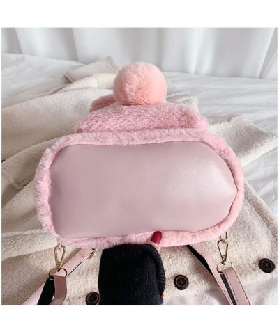 Kawaii Plush Bunny Ear Pink Backpack Cute Fuzzy Fluffy Rabbit Daypack for Women Girl Small Mini Backpack (HGrey,Large) Jkhaki...