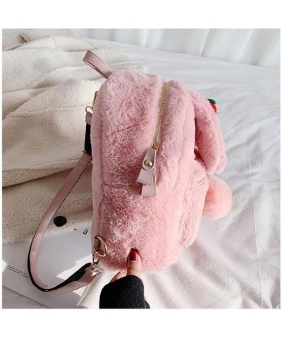 Kawaii Plush Bunny Ear Pink Backpack Cute Fuzzy Fluffy Rabbit Daypack for Women Girl Small Mini Backpack (HGrey,Large) Jkhaki...