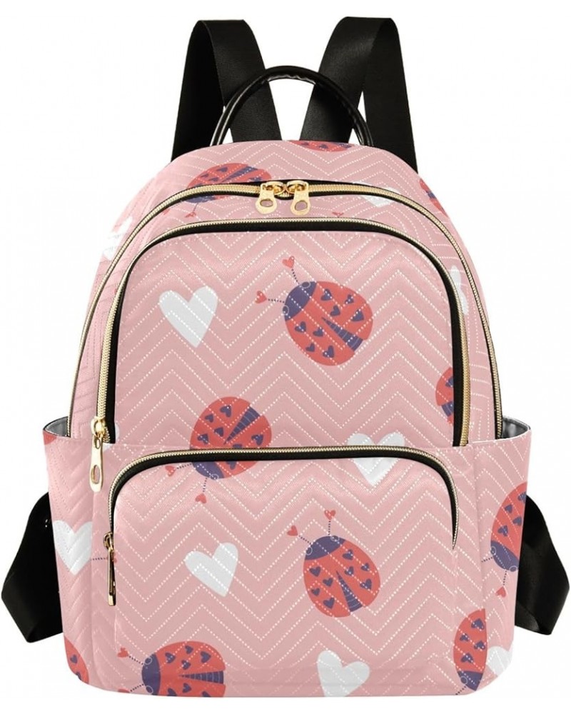 Mini Backpack Purse for Women Lightweight Girls Small Size Ladybird White Hearts School Teens College Traveling Small $13.20 ...