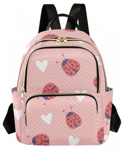 Mini Backpack Purse for Women Lightweight Girls Small Size Ladybird White Hearts School Teens College Traveling Small $13.20 ...