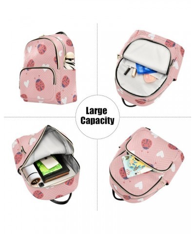 Mini Backpack Purse for Women Lightweight Girls Small Size Ladybird White Hearts School Teens College Traveling Small $13.20 ...