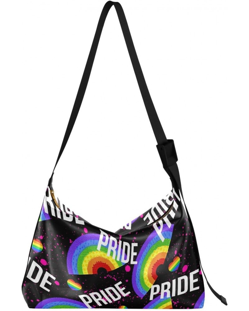 Rainbow Heart Hobo Bags for Women Crossbody Bag Leather Purses Handbag Shoulder Bag for Work GiftsTravel $13.20 Hobo Bags