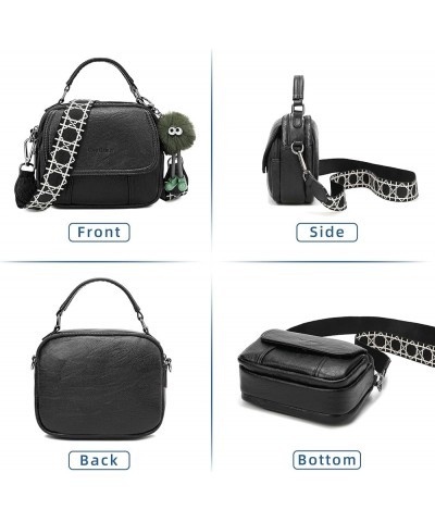 Crossbody Bags for Women Soft PU Leather Small Shoulder Bag with 3 Removable Straps Black $20.66 Crossbody Bags