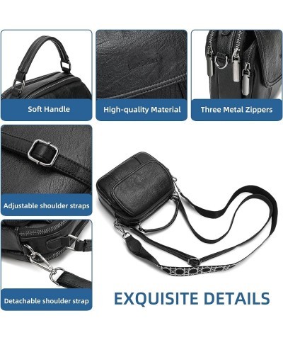 Crossbody Bags for Women Soft PU Leather Small Shoulder Bag with 3 Removable Straps Black $20.66 Crossbody Bags