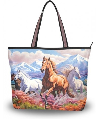 Women Tote Bags Horse Top Handle Satchel Handbags Shoulder Bag for Shopping 20847700 Horse $11.12 Satchels