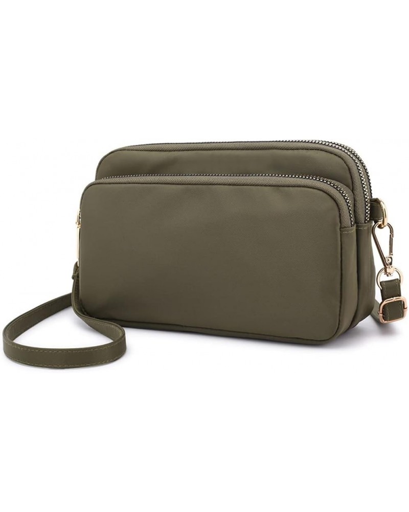 Crossbady Bag for Women Multi Zip Pocket Shoulder Bag Nylon Handbag Clutch Bag with Wrist Strap Casual Purse Green $16.23 Sho...