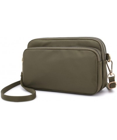 Crossbady Bag for Women Multi Zip Pocket Shoulder Bag Nylon Handbag Clutch Bag with Wrist Strap Casual Purse Green $16.23 Sho...