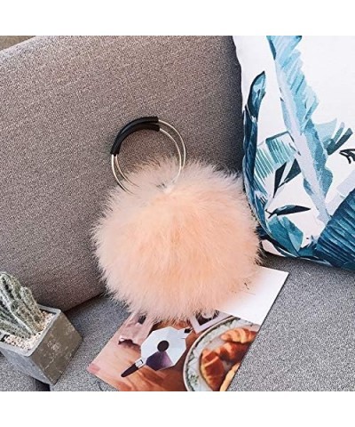 Women Furry Mini Handbag Wallet Round Purse Real Ostrich Feather Fluffy Plush Luxurious Pink $11.76 Wallets