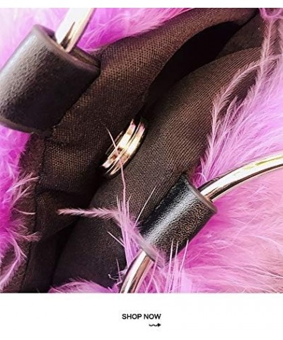 Women Furry Mini Handbag Wallet Round Purse Real Ostrich Feather Fluffy Plush Luxurious Pink $11.76 Wallets