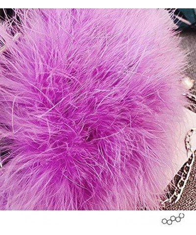 Women Furry Mini Handbag Wallet Round Purse Real Ostrich Feather Fluffy Plush Luxurious Pink $11.76 Wallets