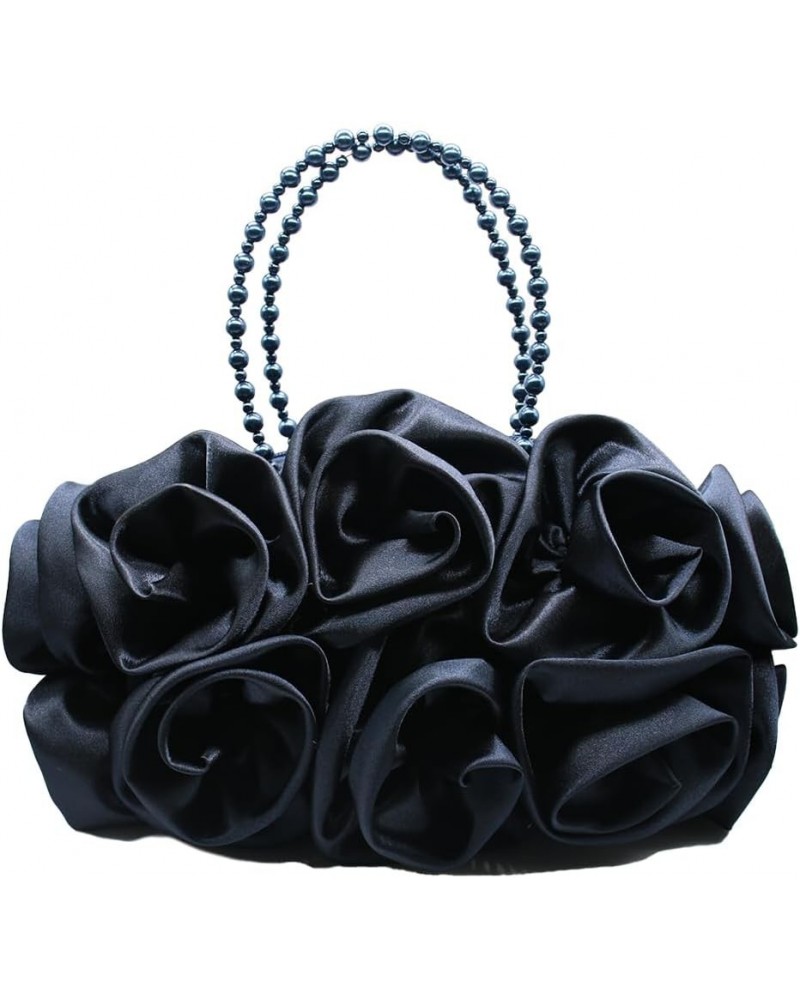 Floral Women's Evening Handbags Satin Clutch Purses for Wedding and Party Prom Handbags, Black 3-dark Blue $35.62 Evening Bags